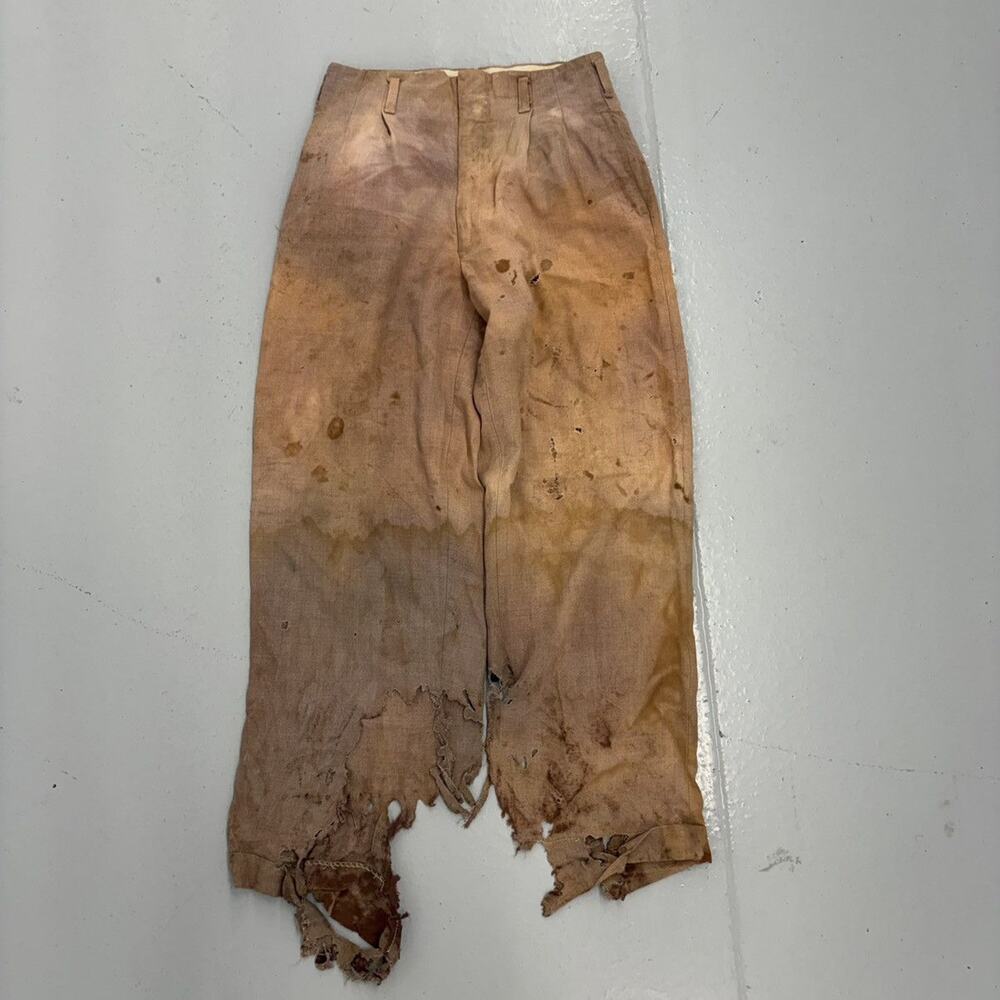 Vintage 50s Pink Rayon Distressed Drop Loop Trousers 24x24